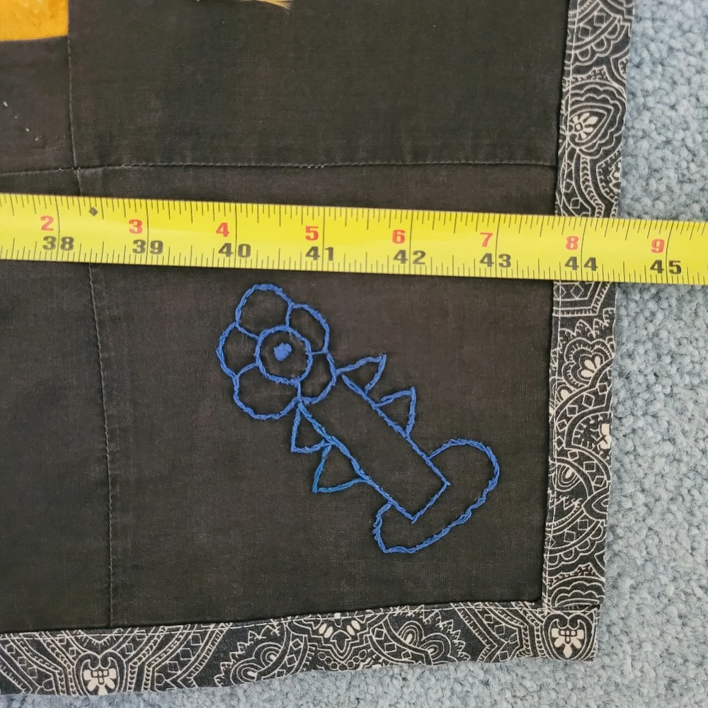 Handmade Original Summer Quilt Colorful Elephant Batik Embroidered 45x45